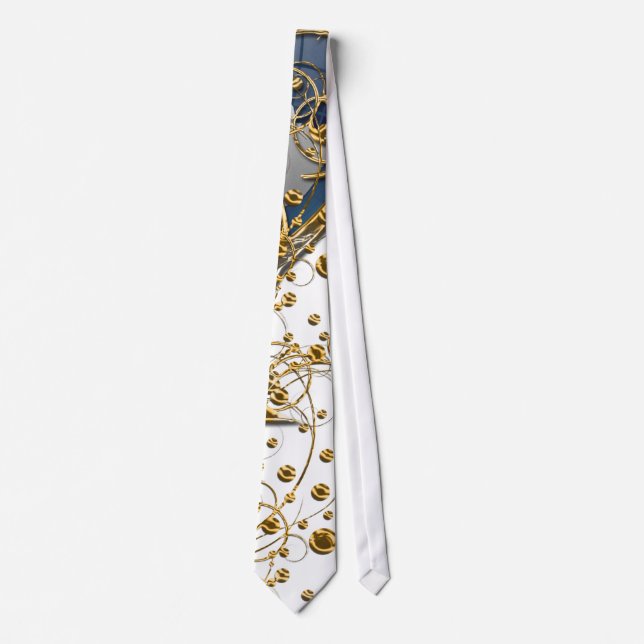 Gravata Dourado e branco com azul (Frente)