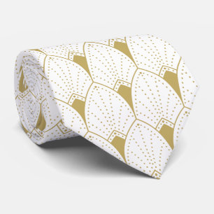 Gravata Dourado padrão de Deco de Arte e fundo branco