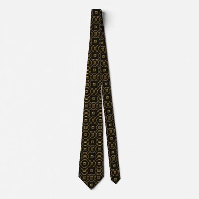 Gravata Dourado preto, colar geométrico (Frente)