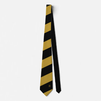 Gravata Dourado Preto Diagonal Stripe Monograma Coluna do 