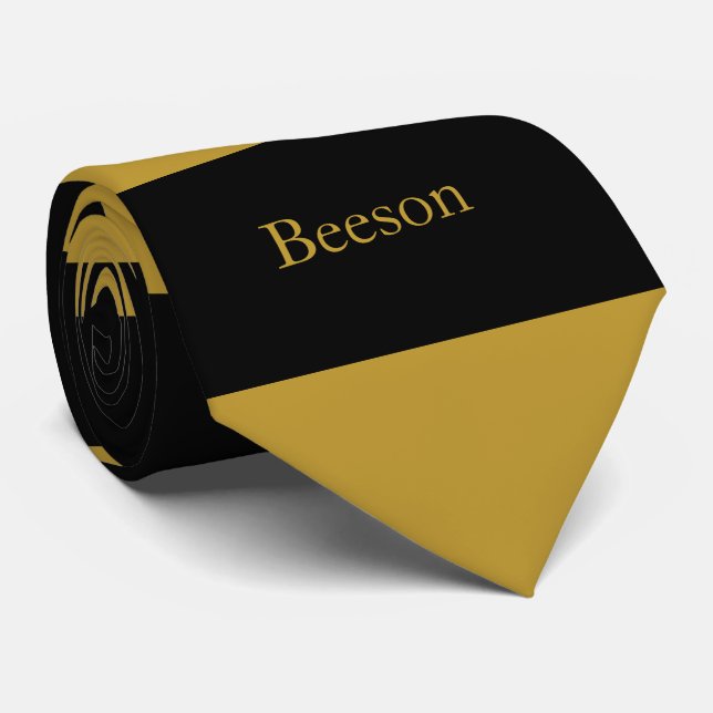 Gravata Dourado Preto - Torta do Pescoço Monograma (Rolled)