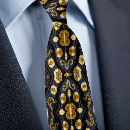 Gravata Dourado Sofisticado sobre Preto