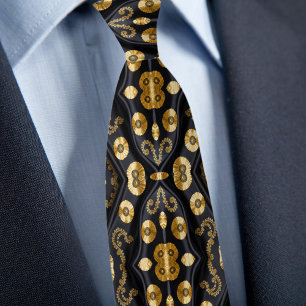 Gravata Dourado Sofisticado sobre Preto