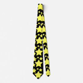 Gravata Dourado Star Starry Night Satin Necktie
