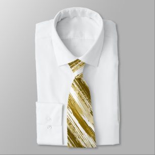 Gravata Dourado White Streak Modern Abstrato de Colheita