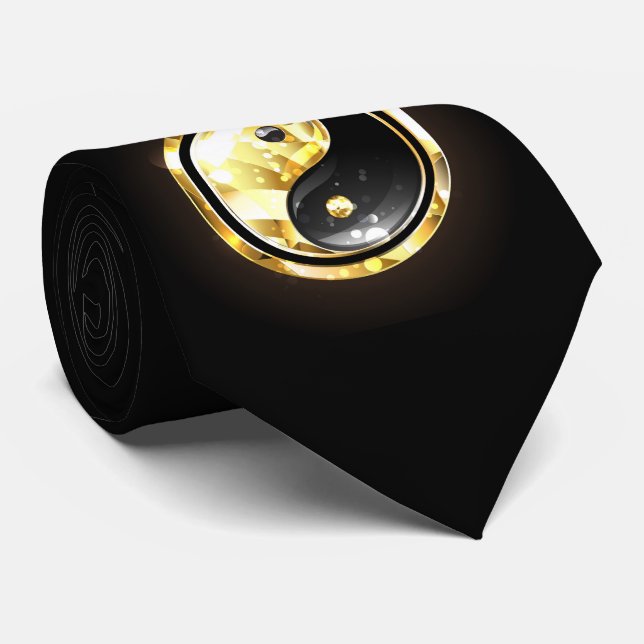 Gravata Dourado Yin Yang a preto (Rolled)