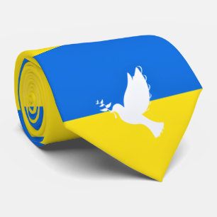 Gravata Dove of Peace - Flag of Ucrânia - Peace Neck Tie