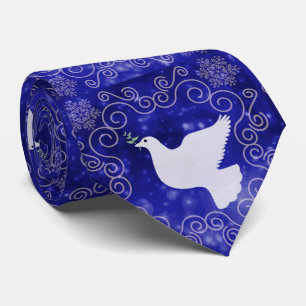 Gravata Dove of Peace on Bluish Purple Neck Tie
