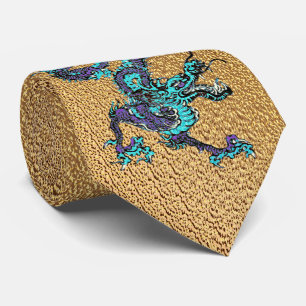 Gravata Dragão Azul E Roxo