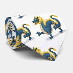 Gravata Dragão do Zodíaco Chinês Fofo Signo da Astrologia