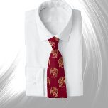 Gravata Dragão Dourado Glam Red<br><div class="desc">Vermelho elegante com dragões dourados.</div>