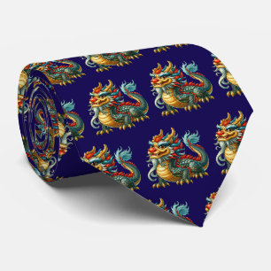 Gravata Dragão Japonês de azulejos legais