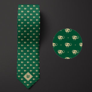 Gravata Dragão verde e Dourado em perfil com monograma