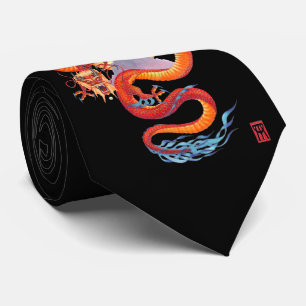 Gravata Dragão vermelho chinês