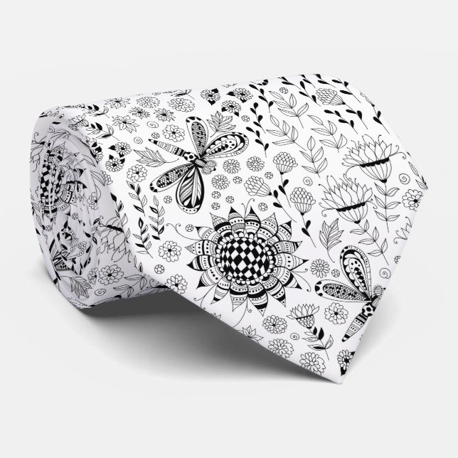 Gravata Dragões e flores (Rolled)