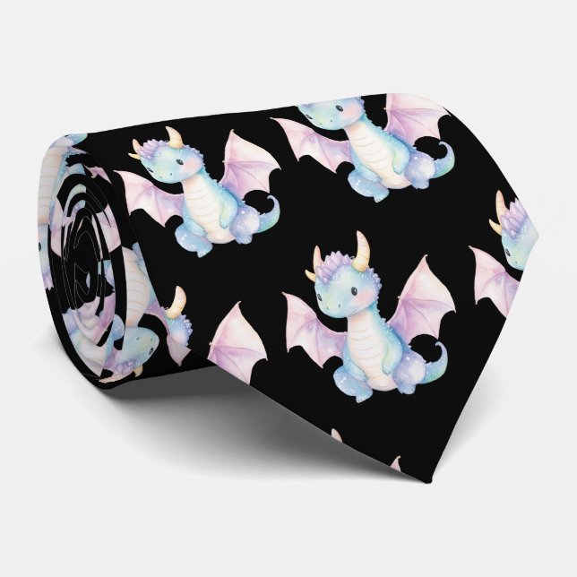 Gravata Dragon Pattern Neck Tie (Rolled)