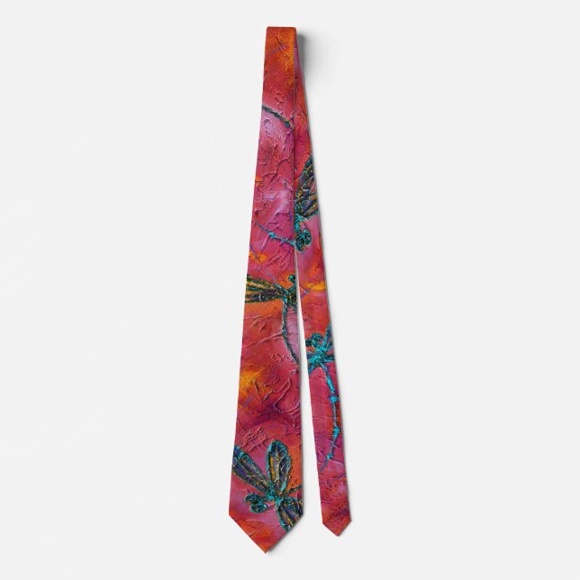Gravata Dragonfly Dance Hot Fuchsia Neck Tie (Frente)