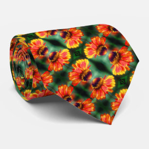 Gravata Dreamy Zinnia Flower Pattern