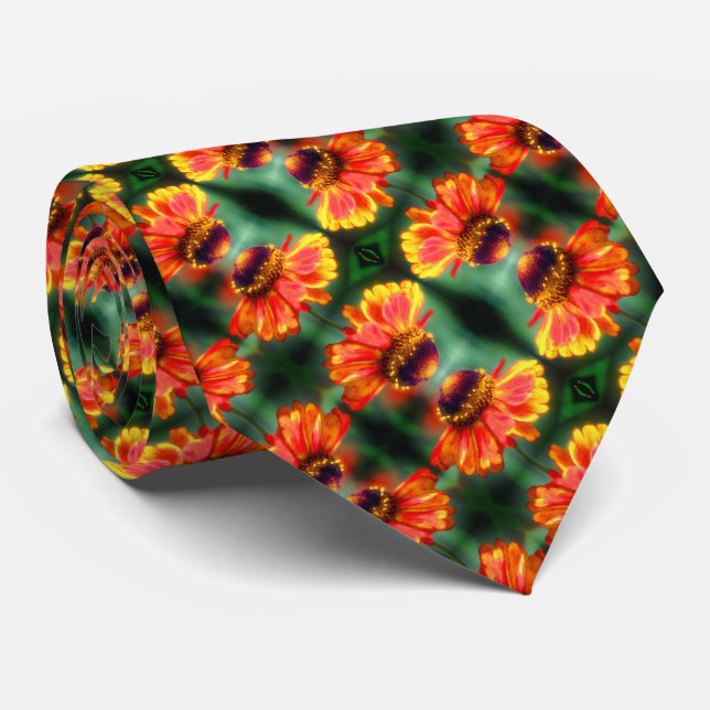 Gravata Dreamy Zinnia Flower Pattern (Rolled)