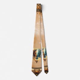 Gravata Dualidade de Força, Leão e Mulher.