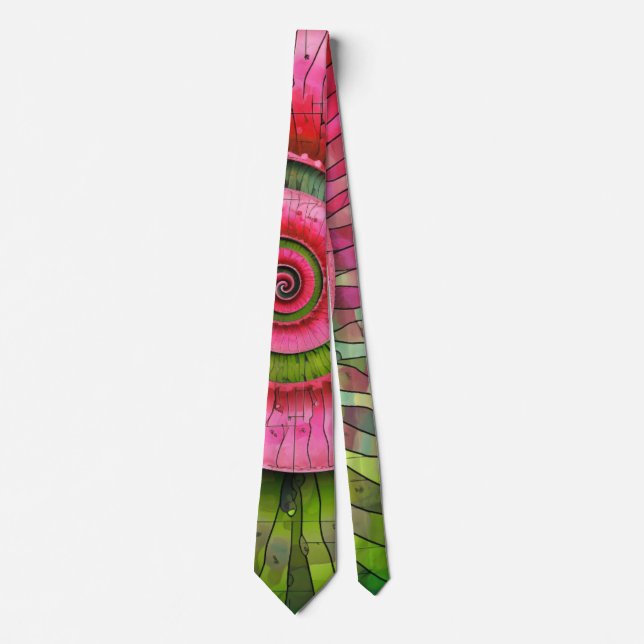 Gravata Dubman Designs: Fibonacci Rosa e Verde Brilhante (Frente)