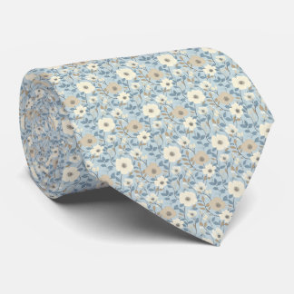 Gravata Dusty Blue Beige Floral Wedding Groom Groomsman