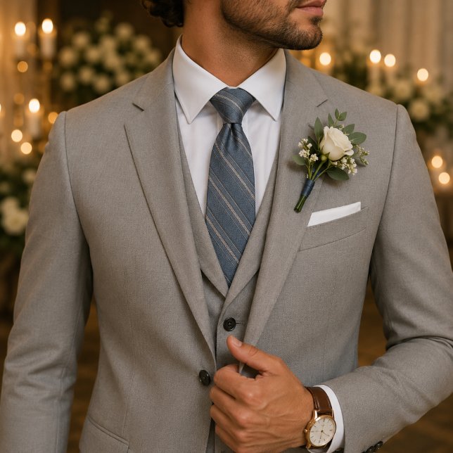 Gravata Dusty Blue Clássico Texturizado para Casamento e N (Criador carregado)