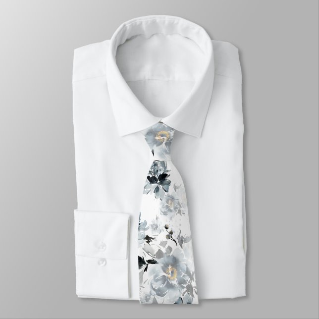 Gravata Dusty Blue Floral Wedding Tie (Amarrado)