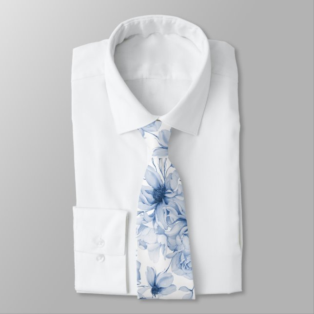 Gravata Dusty Blue Floral Wedding Tie (Amarrado)