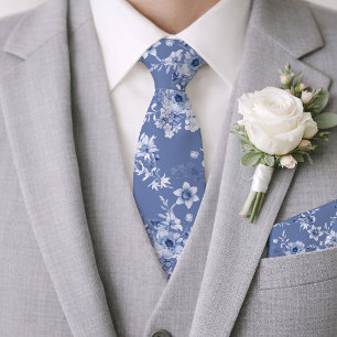 Gravata Dusty Blue Floral Wedding Tie