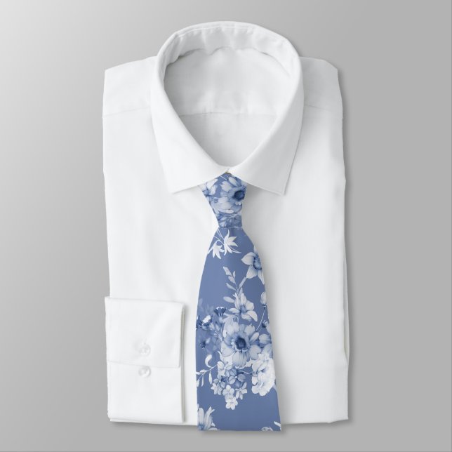 Gravata Dusty Blue Floral Wedding Tie (Amarrado)