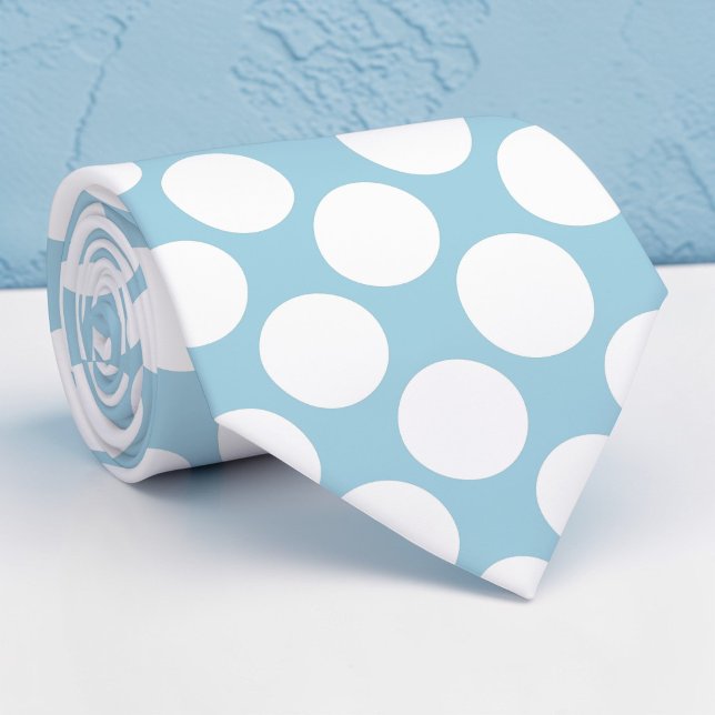 Gravata Dusty Blue Jumbo Polka Dots Custom Necktie (Criador carregado)