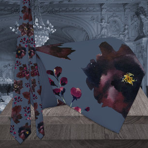 Gravata Dusty Marinho Azul Bordeaux Casamento Floral