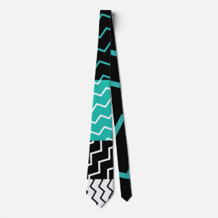 Gravata e cartões de visita Azul Teal Preto Branco