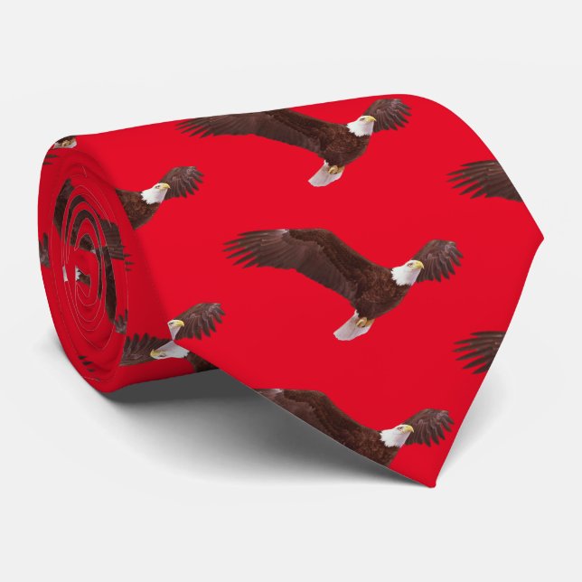 Gravata Eagle Patriótica Red Background Tie (Rolled)