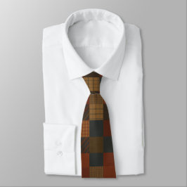 Gravata Earth Tone Patchwork Plaid Necktie