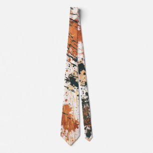 Gravata Earthy Green and Orange Abstract Strokes