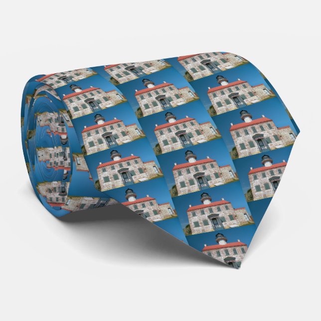 Gravata East Point Lighthouse, New Jersey Mens Tie (Rolled)