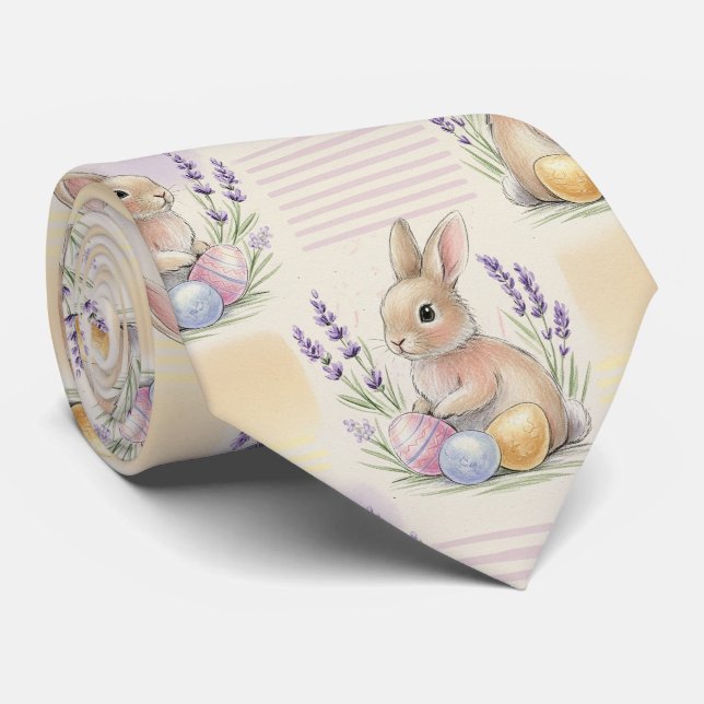 Gravata Easter Bunny with Eggs Spring Pastel Pattern (7) (Rolled)