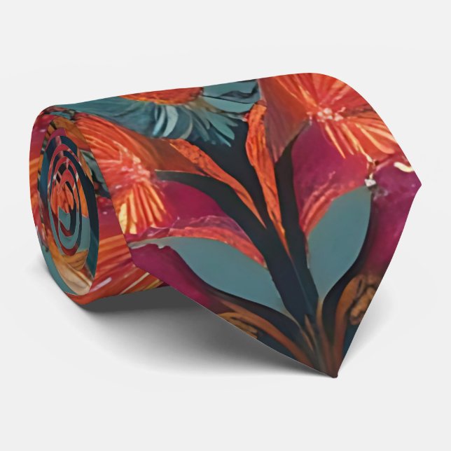 Gravata Eclectic Floral e Geométrica Boho Neck Tie (Rolled)