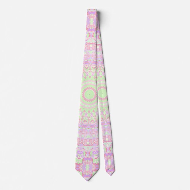 Gravata Eclético Boho Groovy Trippy Hippie Pastel Mandala (Frente)