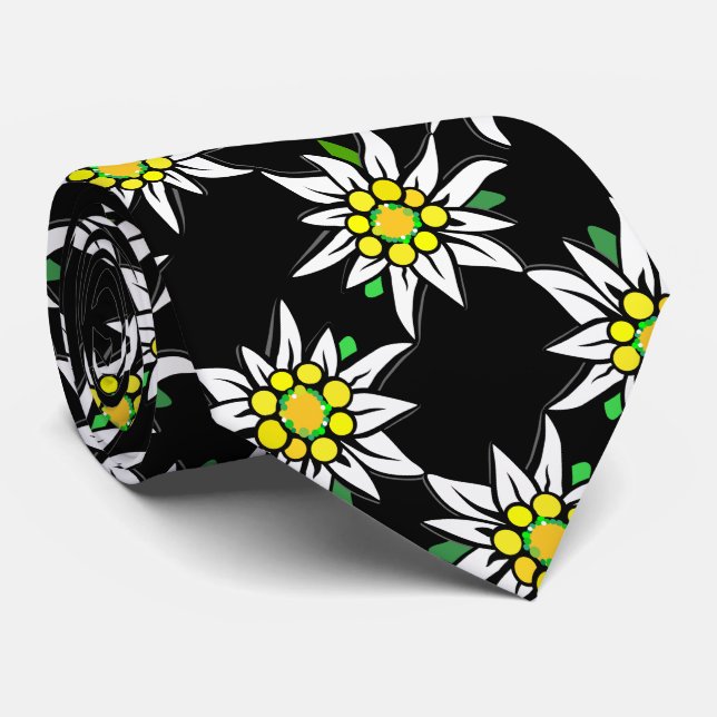 Gravata Edelweiß a preto, para os fãs da Baviera (Rolled)