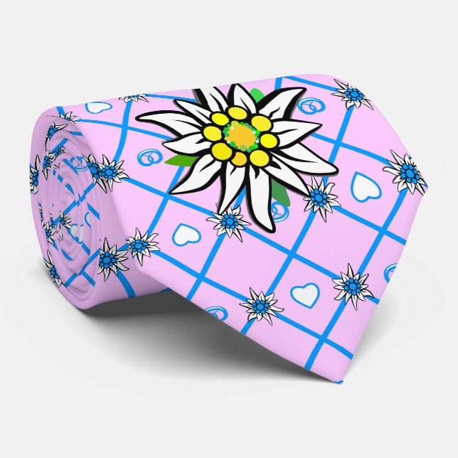 Gravata Edelweiss no azul sabe impressão lateral (Rolled)