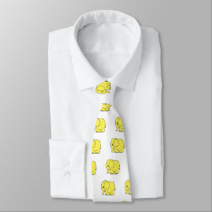 Gravata Elefante amarelo-ponto-cruzada engraçado