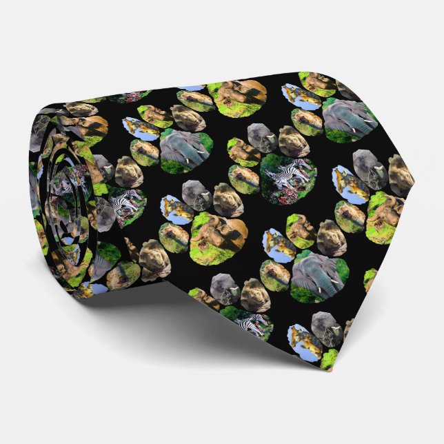 Gravata Elefante, Buffalo, Colagem de Pegada Zebra Collage (Rolled)