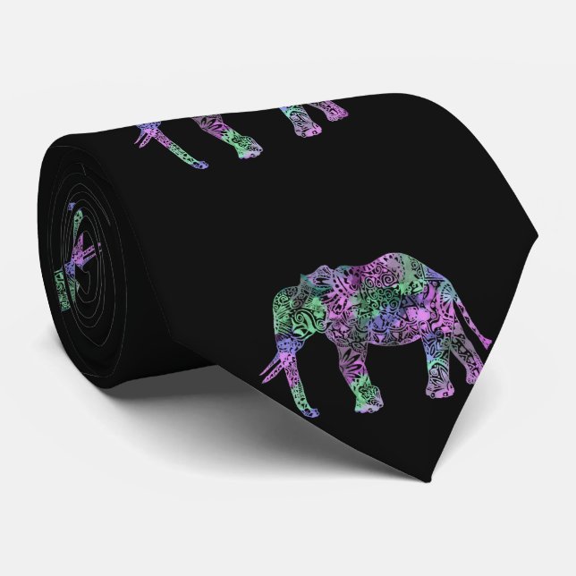 Gravata elefante de néon floral tribal minimalista (Rolled)