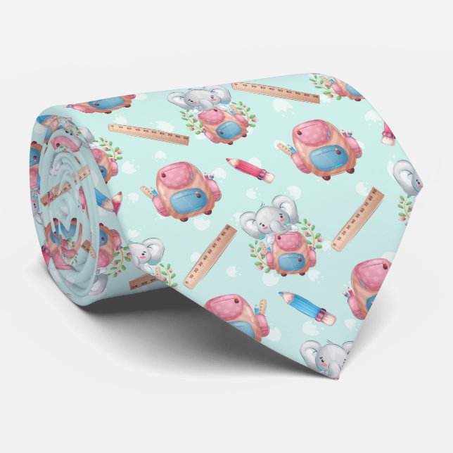 Gravata Elefante de Volta às Aulas Estampado (Rolled)