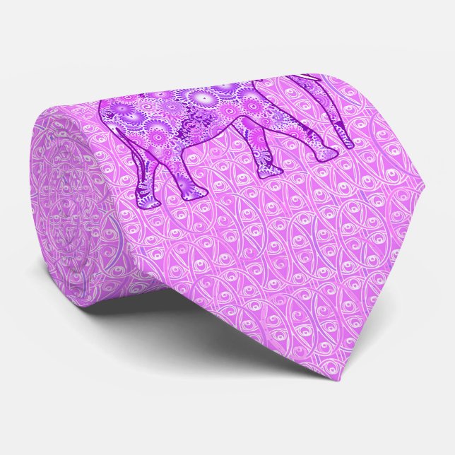 Gravata Elefante do redemoinho do Fractal - roxo e (Rolled)