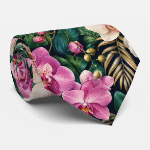 Gravata Elegância Botânica de Orquídea Tropical