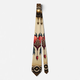 Gravata Elegância celta com um coração e asas.